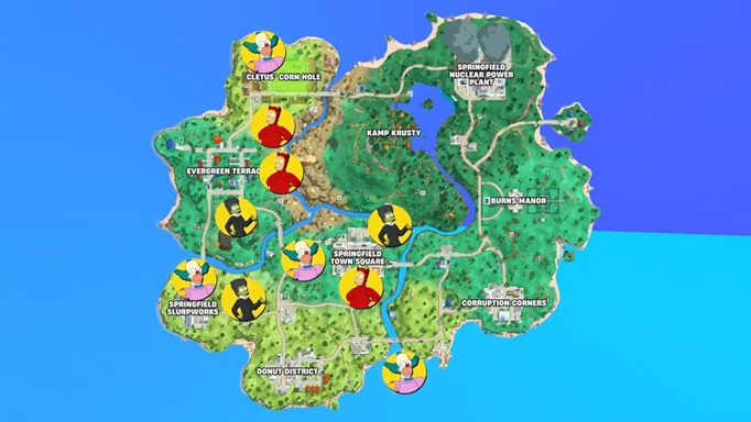 Todos los jefes en la temporada de Los Simpson de Fortnite